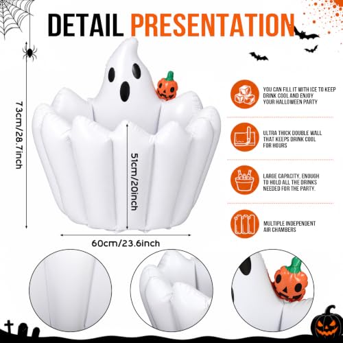 Inflatable Halloween Drink Cooler Ghost 35 Cans Capacity Outdoor Party Accessory