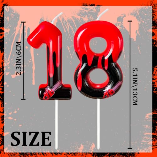 Modern 18 Blood Dripping Number Cake Candle - Horror Halloween Birthday Decoration