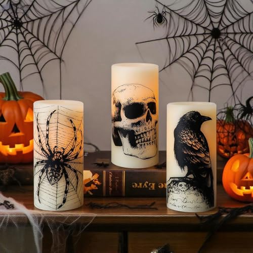 2-Skull Rechargeable Halloween Flameless Candles with Remote & Timer