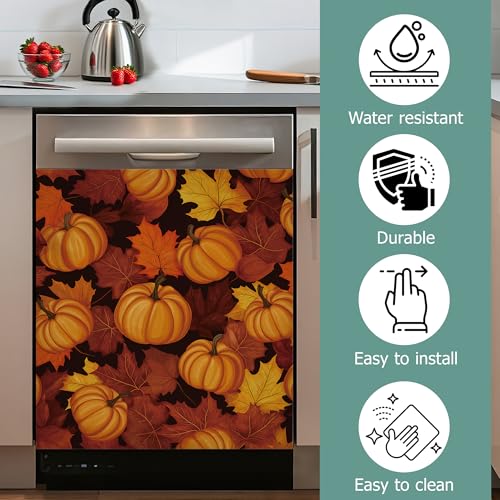 Thanksgiving Pumpkins Dishwasher Cover - Magnetic Refrigerator Decor, 23x26 Inch