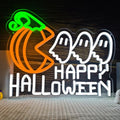 Halloween Neon Sign Dimmable Pumpkin Ghost Neon Window Lights - PumpkinEatingGhost