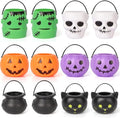 Mini Halloween Candy Buckets Set - 12PCS Cauldron Pumpkin Skull Black Cat