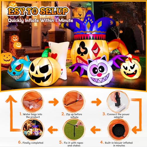 Halloween Inflatable Jack o' Lantern with Cat - 5FT Lighted Yard Decor - D202