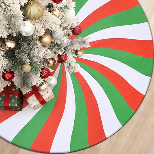 X-Large Green Peppermint Tree Skirt 48 Inch Lollipop Holiday Christmas Decor