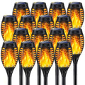 Orange 16-Pack Solar Flickering Flame Torch Lights for Outdoor Halloween Decor