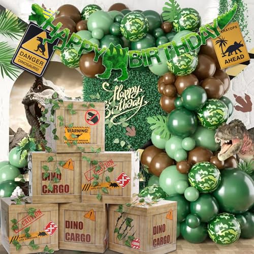 Dinosaur Party Decorations Kit - Balloons, Banner, Vines & Table Centerpieces