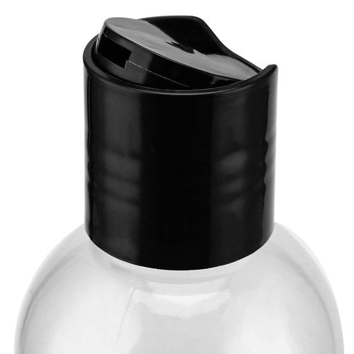 MUKLEI 40 Pack 8 Oz Plastic Bottles with Disc Top Caps, Refillable Clear Travel Squeeze Lotion Bottles Containers with Black Bulk Disc Cap for Shampoo, Body Wash, Creams, Soap