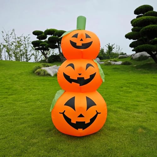 Halloween Inflatable Pumpkin Blow Up - 4.3FT Stacked Pumpkin Yard Decoration with LED Lights