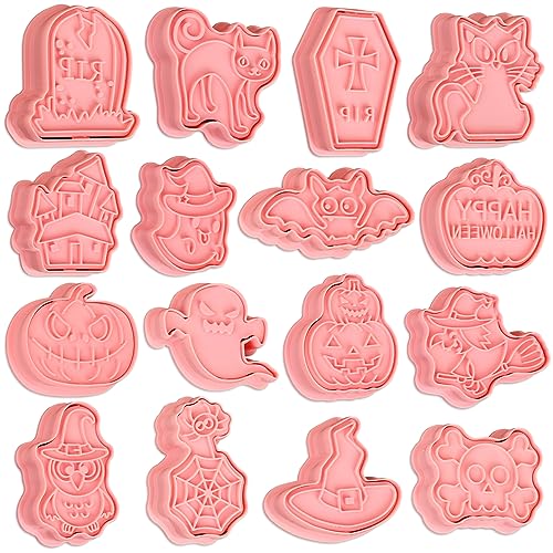 Halloween Cookie Cutter Set with Plunger Stamp - 16 Shapes for Cookies & Crafts - Variation of THIS listing