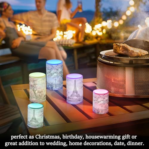 ALAZA Paris Eiffel Tower Flickering Flameless Candles Set of 2 with Remote Timer - Indoor & Outdoor Decor
