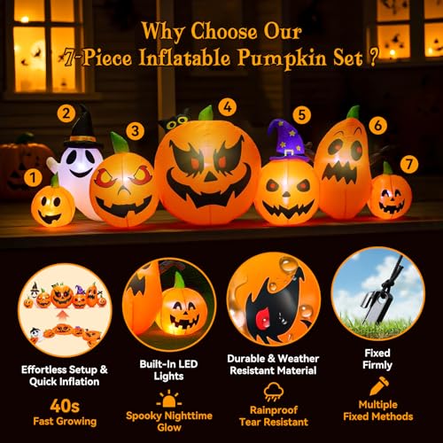 9FT Halloween Inflatable Pumpkin Ghost Decoration Outdoor Yard Halloween Decor - Variation of Pumpkin Inflatable