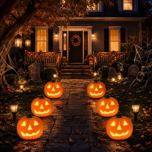 8-Inch LED Halloween Pumpkin Decoration Indoor Outdoor Lighted Decor