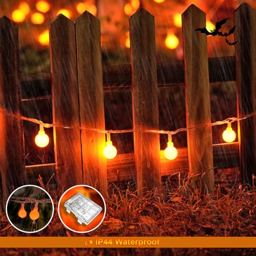 Halloween String Lights 100 LED Globe Orange Battery Operated - Variation of THIS listing