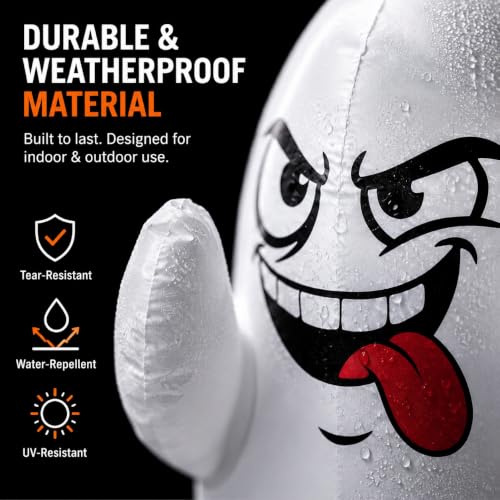Halloween Inflatable Window Ghosts - 3.5 Ft Flying Ghost Decorations with LEDs & Suction Cups - White Ghost Variation