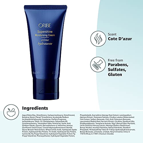 Oribe Supershine Moisturizing Styling Cream Travel Size - Adds Shine & Smooths Frizz With Heat Protection - Blowout Primer, Air Dry Cream & Style Finisher For Medium & Thick Hair - 1.7 oz