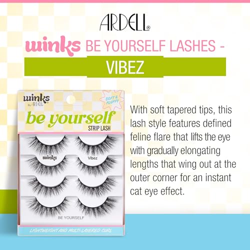 False Eyelashes - Reusable Fluffy Wispy Lash Set with 4 Pairs - Vibez Style