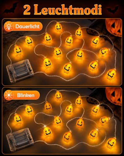 Halloween String Lights 9.8FT 20 LED Orange Battery Operated Fairy Lights