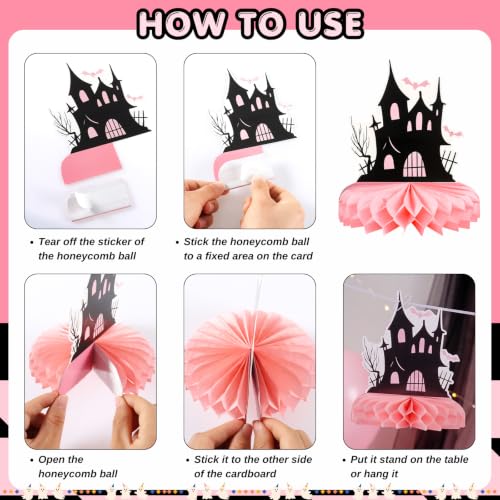 Pink & Black Halloween Trick or Treat Table Centerpieces - Spooky Party Decor