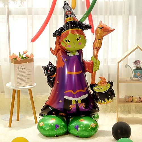 Halloween Witch Balloon - 49 Inch Self-Standing Foil Mylar Decoration - Witch Variation