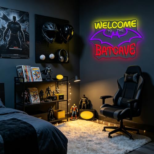 Bat Cave Neon Sign - Dimmable USB Powered Wall Light for Man Cave, Living Room, Bar, Party, Yard, Home Decor - Variation: Bat