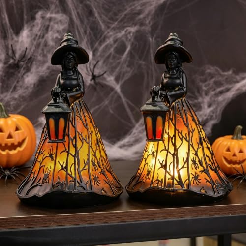 Halloween Witch Lamp Gothic LED Night Light Table Lamp Decor