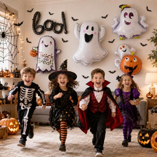 Halloween Foil Balloon Set with Ghost and Pumpkin - White Ghost Variation