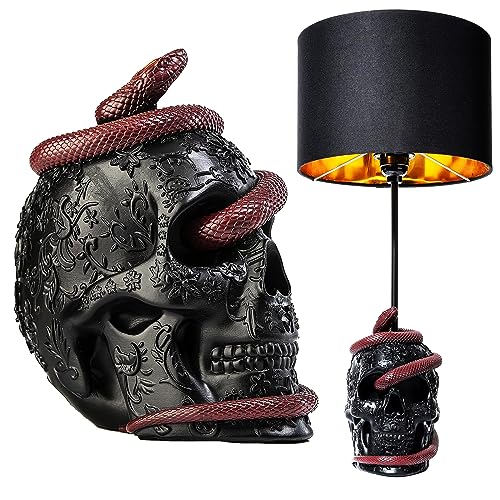 GUTE Skull Snake Lamp - 24 Inch Gothic Table Decor with Skull & Snake Variation