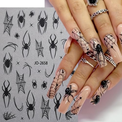Halloween Spider Web Nail Stickers 6 Sheets Self-Adhesive Nail Art Decor Style01