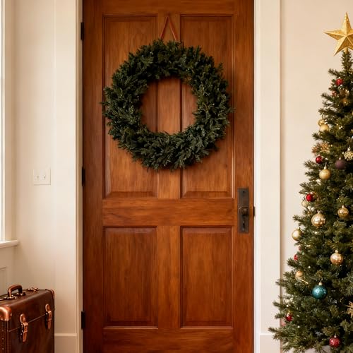 24-Inch Norfolk Pine Artificial Wreath - Christmas Door Decor, Fluff & Customize