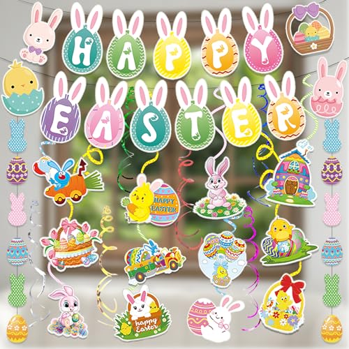 Easter & Birthday Banner Garland Set - Bunny, Chick, Egg Decorations for Parties
