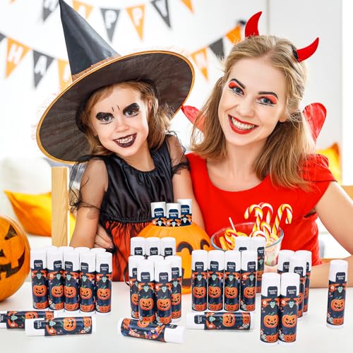 Halloween Lip Balm Bulk Set - Fun Pumpkin, Spider & Skeleton Patterns - Variation B
