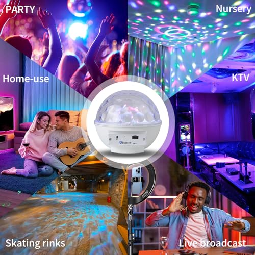 White Disco Ball Lights with Bluetooth Speaker, RGB Sound Activated Party Lighting
