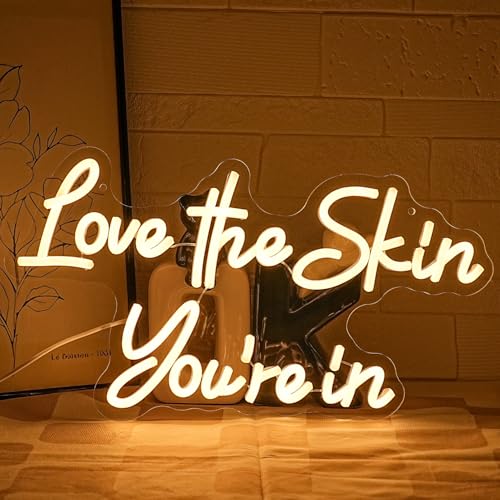 Love the Skin You're In Neon Sign - Wall Decor for Spa & Beauty Salon, Warm White, 16.5x9 inches - Variation of This Listing