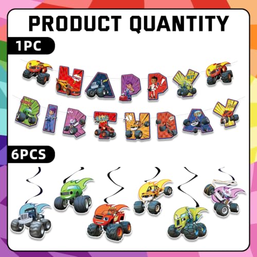Birthday Party Decorations Set with Banner and Hanging Streamers - Cartoon Themed Kids Party Supplies