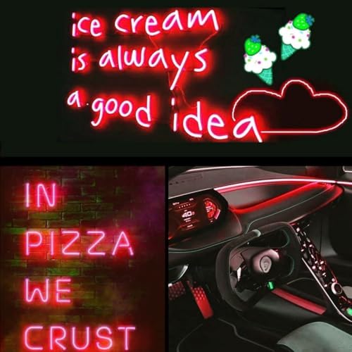 Dark Red 5in1 Electroluminescent Neon Strip Light Wire for Cosplay & Party Decor