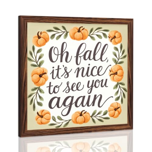 Halloween Wooden Sign P9 - 8x8 Inch Rustic Fall Wall Decor for Living Room & Bedroom