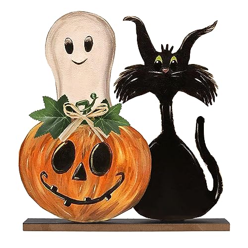 Halloween Wooden Signs Indoor Decor - Pumpkin Ghost Rustic Farmhouse Table Signs