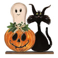 Halloween Wooden Signs Indoor Decor - Pumpkin Ghost Rustic Farmhouse Table Signs