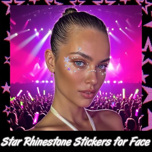 Self-Adhesive Face Gems Set - Y2K Festival Star Rhinestone Stickers for Makeup & Party