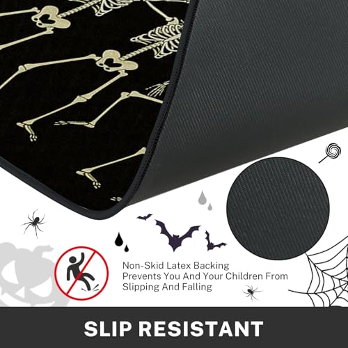 Halloween Skeleton Kitchen Rugs Set of 2 Non Slip Washable ArtSocket - Variation 5