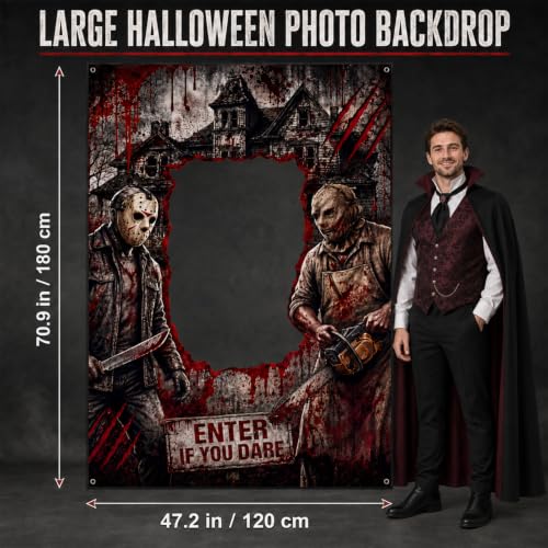 Chainsaw Killer Photo Booth Backdrop Halloween Horror Party Decoration - Variation of Chainsaw Killer Photo Booth