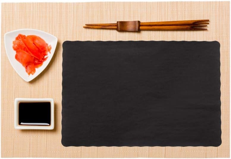 Disposable Paper Placemats 100 Pack - Black Scalloped Edge, 10x14 Inches - Elegant Table Decor