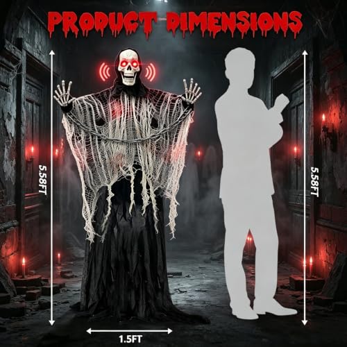 71-Inch Life Size Halloween Hanging Ghost Decorations with Sound & Adjustable Arms