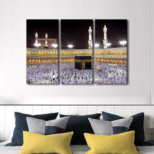 Mosque Wall Art Canvas Set - Saudi Arabia Islamic Decor 42x28 inch - Variation of Artwork-04