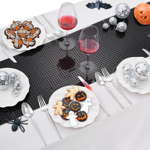 Disco Party Table Runner 12x72 Inches Black Sequin Set of 10 - Modern Decor