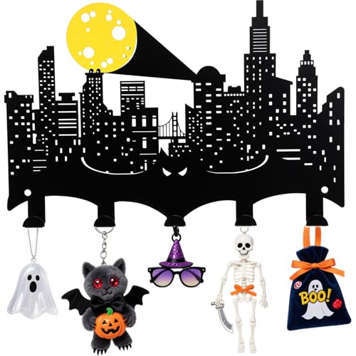 Halloween Bat Wall Hook Decor for Bathroom & Entryway - Metal Wall Mounted Key Holder