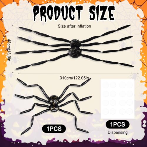 1Pcs Giant Halloween Spider Balloon - 10.2Ft Black Inflatable Spider Decoration