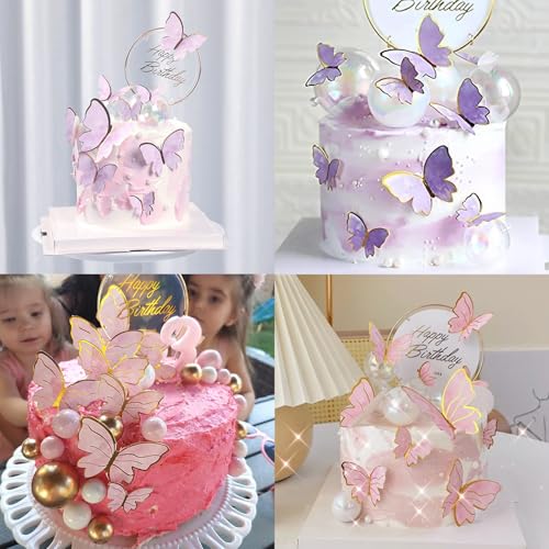 Butterfly Cupcake Toppers 3D Multicolor Cake Decorations Party Supplies