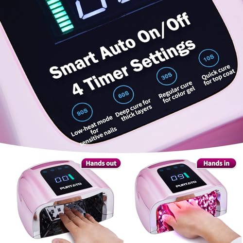 Rechargeable UV LED Nail Lamp 96W Portable Cordless with Timer & Sensor - Pink