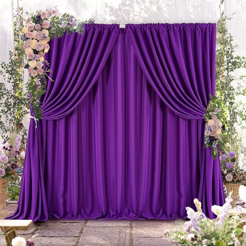 4Pcs Purple Polyester Backdrop Curtains 5ft x 8ft for Weddings Parties Photo Booths